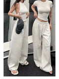 Y2K Wide Leg Pants Women Casual Sports Sweatpants Oversized Jogging Wide Leg White Pants Jogger Hip Hop Sports Pants