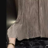 GETADME Elegant High-End Design Slimming Solid Color Pleated Vest Dress Sensibility Stretchable Armless Vest Skirt For Women