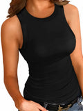 GETADME Plus Size 1XL-5XL Women's Ribbed Thick Strap Low Cut Tight Slim Fitted Sporty Workout Tank Tops