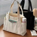 New Large Capacity Canvas Tote Bags for Work Commuting Carrying Concise Bag College Style Student Outfit Book Shoulder Bag
