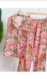 GETADME Women Pajama Set Spring Autumn 2 Piece Tiger Print Pyjama Pocket Faux Silk Satin Sleepwear Long Sleeve Pijama Mujer Pjs Homewear