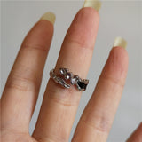 GETADME Vintage Goth Thorny Rose Couple Rings For Men Women Charm Irregularity Opening Stainless Steel Punk Finger Ring Jewelry Y2k Gift