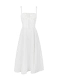 GETADME Suninheart Full Lining Elegant Lace Up Holiday Party Dresses Midi Sexy Spaghetti Strap Split Dress White Summer Dress Women 2025