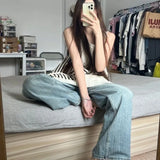 GETADME 한국 Y2K 할로우 아웃 미디 드레스 여성 스트리트웨어 민소매 원피스 드레스 에스테틱 선드레스 캐주얼 A라인 베스띠드 여름