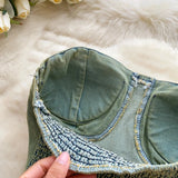 GETADME 섹시 스플라이스 레이스 시크 크롭 탑 한국 탱크 탑 여성 여성 코르셋 뷔스티에 여성 의류