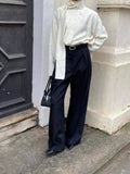 GETADME Satin Scarf Neck Polka Dot Printing Women Blouse Fashion Full Sleeve Loose Basic Shirt Lady Autumn New Highstreet Commute Wear