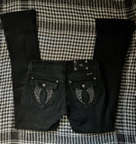 GETADME Streetwear Vintage Jeans Y2K Clothes Womens Vintage Pocket Sequin Washed Blue Baggy Jeans Mid Rise Slim Fit Trousers