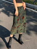 GETADME Women's Floral Print A-Line Long Skirts, Cute Y2K Clothes, Aesthetic Grunge, Low Waist, Vintage Preppy Skirt, Fashion, 2026