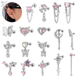 GETADME ZS 1 Piece 20G Cute Heart Stud Earring For Children Women Pink CZ Crystal Earrings Ear Cartilage Helix Conch Piercing Jewelry