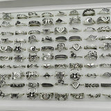 Getadme-30pcs/Lot Factory Wholesale Alloy Finger Rings For Women HOT New Big Flower Cutout Skull Spider Animal Leaf Love Snake Jewelry