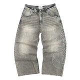 GETADME Y2k Heritage Baggy Jeans Vintage Washed Embroidery Men Women Denim Pants Harajuku High Street Classic Streetwear Casual Jeans
