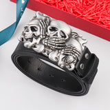 Getadme-Western Cowboy PU Leather Belt - Men Waist Strap Bull Decoration Floral Engraved for Jeans