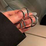 Getadme-Korean Fashion Heart Earrings for Women Simple Silver Plated Metal Cool Earring Girl Friendship Punk Luxury Jewelry Accessories