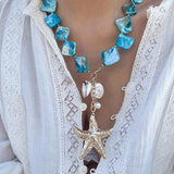 GETADME Retro Starfish White Shell Conch Pendant Necklace  Women 2025 Simple Creative Colorful Stones  Hand Woven beach Jewelry Girls