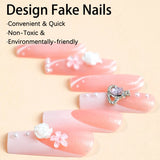 GETADME 24PCS One Box Europe and the American Style Extended Wearing French Water Pipe Nail Drill Butterfly Pearl Nail Patch Nail DIY