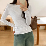 GETADME Spring Autumn T shirt Women Tops Solid Slim Fit Long Sleeve O Neck Tshirts Female Casual Streetwear High Quality Base Tees