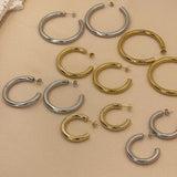 GETADME 30/40/50mm Classic Stainless Steel Ear Buckle Big Earrings for Women Trendy Gold Color Large Hoop Earring Jewelry Accessories