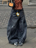 GETADME Black Jeans Women Vintage High Waisted Cargo Jeans Straight 2025 Summer Casual Loose Big Size Wide Leg Denim Baggy Pants Y2K