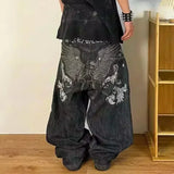 GETADME American Fashion Hip Hop Joker Oversized Jeans Women Street Y2K New Clearance Spot Hot Mopping Wide-leg Pants Unisex Loose Jeans
