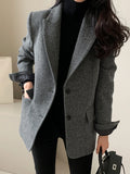 Getadme-Woolen Jackets Thick and Warm Korean Fashion Heavy Jackets High-end Versatile New Autumn and Winter Black Tweed Suit Women Coat