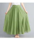 Robe longue en coton et lin Mori Girl, 28 couleurs, taille élastique, coupe trapèze, style ethnique, couleur unie, pour femme.