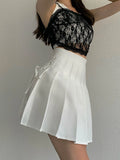 Women Skirt Pink Bandage Pleated Skirts High Waist Solid Skinny Summer Kawaii Preppy Style Female Clothes Bottom Students Korean