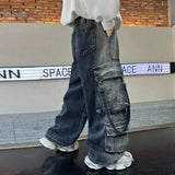 GETADME Korean Boys' Jeans Version Of Boys Street Dance Jeans Wide Leg Pants Street Dance Pants Kid Jeans Denim Cargo Pants