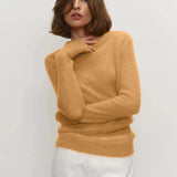 GETADME Talenza Round Neck Knit Pullover Women Summer Casual Solid Long Sleeve Shirt Top 2025 Loose High Street Office Lady Sweater Top