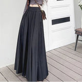 GETADME Women Skirts Spring Pleated Floor Length Solid Simple Classic Graceful Popular Newly Young Stylish Cool Korean Style Hot Sale