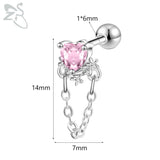 GETADME ZS 1 Piece 20G Cute Heart Stud Earring For Children Women Pink CZ Crystal Earrings Ear Cartilage Helix Conch Piercing Jewelry