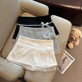 GETADME 스위트 레이스 패치워크 여성 스커트 여름 일본식 카와이 리본 미니 스커트 패션 로우 웨이스트 프레피 슬릿 A라인 스커트 신상품