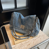 GETADME Denim bag women 2025 New fashion casual shoulder bags large capacity Tote Bag class commuting crossbody Bags for women bolsa sac