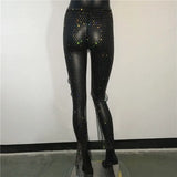 GETADME Sexy y2k streetwear Fishnet Rhinestone pants women clothing see through club party pants vintage clothes wide leg pants trousers