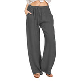 GETADME Women's simple soild-color drawstring casual pants,They are loose,trendy,straight-tube style,lazy and comfortable.