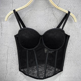GETADME Floral Lace Lady Bustier Elegant Shaping Sexy Lace Women Corset Girls Slim Evening Wear Crops Lady Short Sweet Body Shaper Top