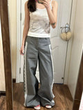 Getadme -Y2k Vintage Lace Suit Pants Patchwork Woman Baggy Slacks Oversized Korean Style Elegant Office Trousers Old Money Spring