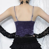 Getadme-Women's Gothic Top Temperament Street Wear New Spice Girls Sexy Tops Women Diablo Wind Velvet Lace Camisole
