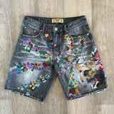 GETADME American Fashion Printed Denim Shorts Harajuku Hip-Hop High Street Denim Shorts Fashion Street Y2K Denim Shorts Men's Clothing