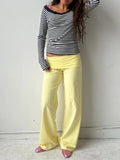 GETADME Womens Y2k Wide Leg Sweatpants for Women Fold Over Low Rise Flare Yoga Lounge Pants Back to School Clothes for Teen Girls ﻿
