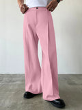 GETADME Men's High Waist Wide Leg Suit Pants Casual Loose Straight Leg Dress Pants Formal Business Streetwear Black Trousers S-2XL 1 Pie