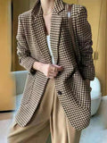 Korean Fashion Coats 2023 Chic Elegant Woman Jacket Autumn New In Office Lady Casual Plaid Belt Oversize Blazer Women Clothing