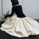 GETADME fluffy skirt, spring 2025 new umbrella skirt for women, high waist and thin medium and long versatile cloud skirt for women