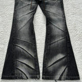 GETADME Y2K Distressed Flare Jeans Gothic Men Double Waist Lace Up Denim Pants Retro Washed Scratches Streetwear Unisex Bootcut Jeans