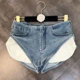 GETADME American High Waist Spicy Girl Irregular Denim Shorts Women Summer New Fashion Elastic Tight Hot Pants Jeans Women Clothing