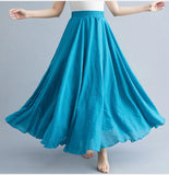 Robe longue en coton et lin Mori Girl, 28 couleurs, taille élastique, coupe trapèze, style ethnique, couleur unie, pour femme.