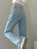 GETADME New Autumn And Winter Styles Suitable For All Seasons Basic Jeans For Women High Waist Retro Wide Leg Versatile And Casual Jeans