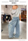 GETADME 2025 Autumn Women Y2k Baggy Vintage Blue Jeans 2000s Boyfriend Jean Pants Vintage Harajuku Letter Print Denim Trousers Clothes