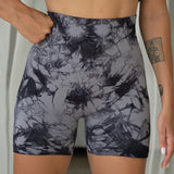 GETADME Summer Women High Waist Butt Lift Shorts Legging Seamless Leggings Fashion Tie Dye Shorts Gym Workout Running Pants