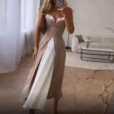 GETADME 패턴 가든 컨트랙트 컬러 하이 스트리트 드레스 레이디 엘레강트 스플릿 카디건 V넥 롱 드레스 섹시한 여성 러플 A라인 드레스