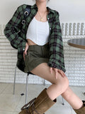 Getadme Retro Classic Plaid Design Women Baggy Shirt Turn-down Collar Long Sleeve Female Blouses Spring Summer BF Vintage Oversize Chic